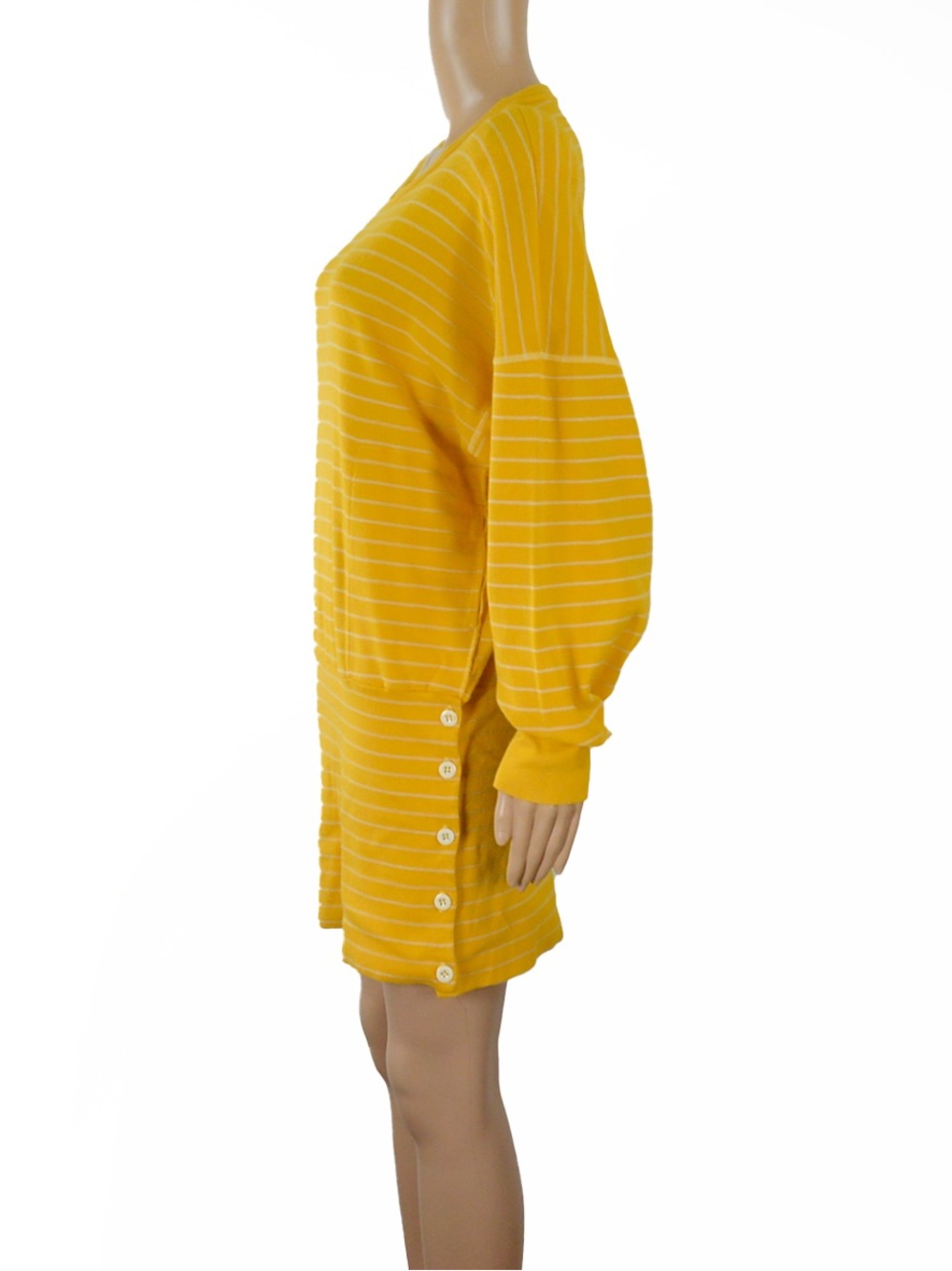 Vintage 80s Sonia Rykiel Paris Striped Knit Sweater Dress Yellow Tunic Archival - Picture 2 of 8
